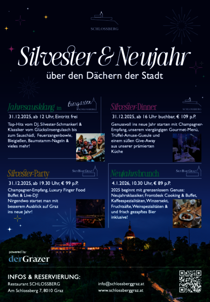 Silvester und Neujahr über den Dächern von Graz
