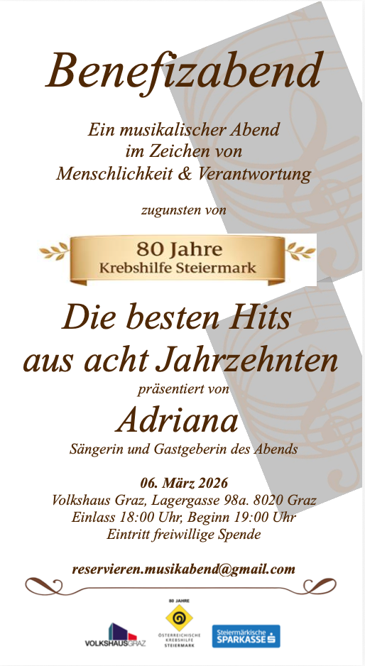Benefizabend: 80 Jahre Krebshilfe Steiermark
